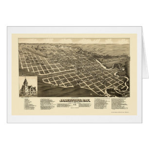 Jamestown panorama- karta för ND - 1883 Hälsningskort