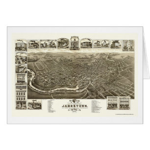 Jamestown panorama- karta för NY - 1882 Hälsningskort