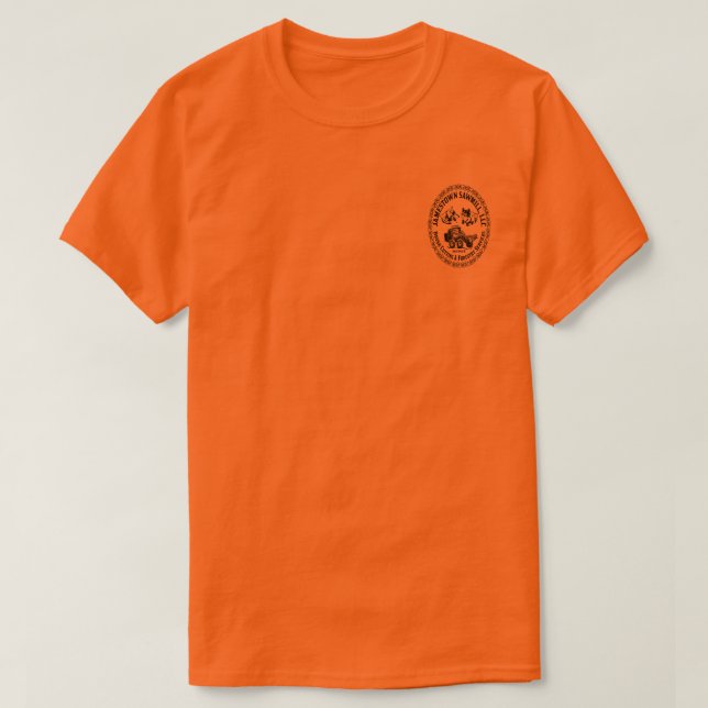 Jamestown Sawmill Logotyp-Chest Orange Manar Basic T Shirt (Design framsida)