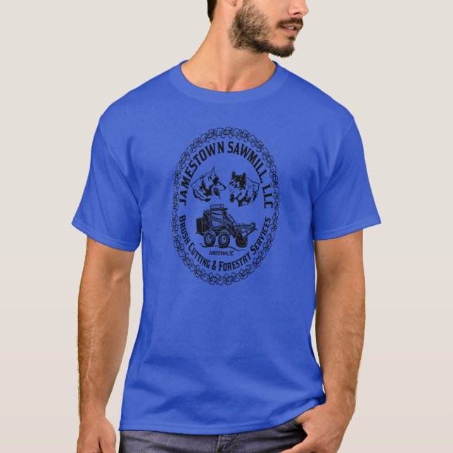 Jamestown Sawmill Logotyp on Deep Royal Manar Basi T Shirt (Framsida)