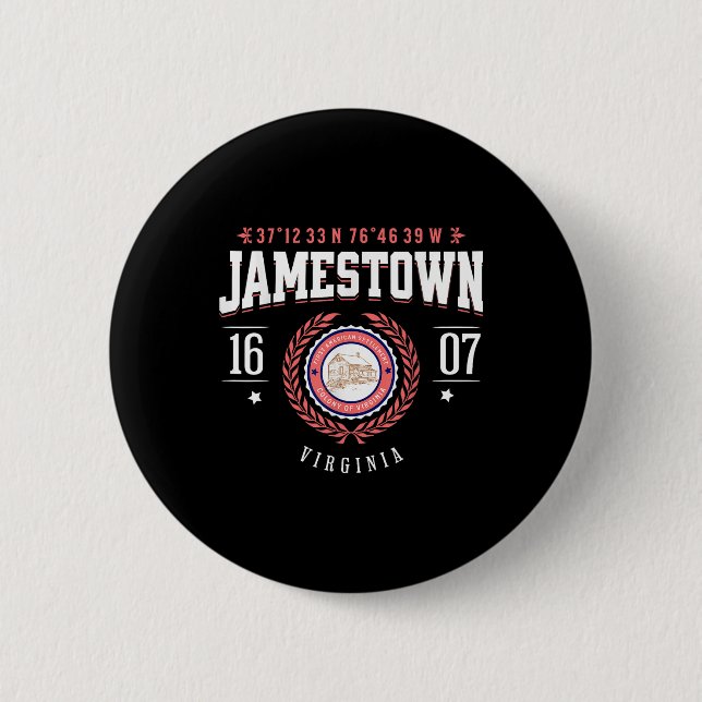 Jamestown Virginia Colony Rustic Souvenir Revoluti Knapp (Framsida)