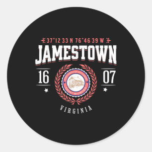 Jamestown Virginia Colony Rustic Souvenir Revoluti Runt Klistermärke