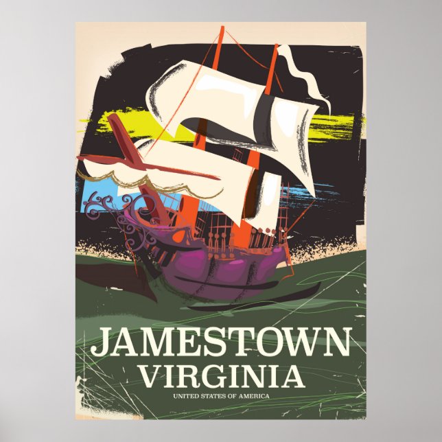 Jamestown, Virginia, vintage resor poster (Framsidan)
