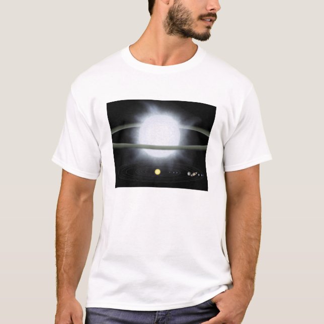 Jämförelse av storleka för en storstjärna tee shirt (Framsida)