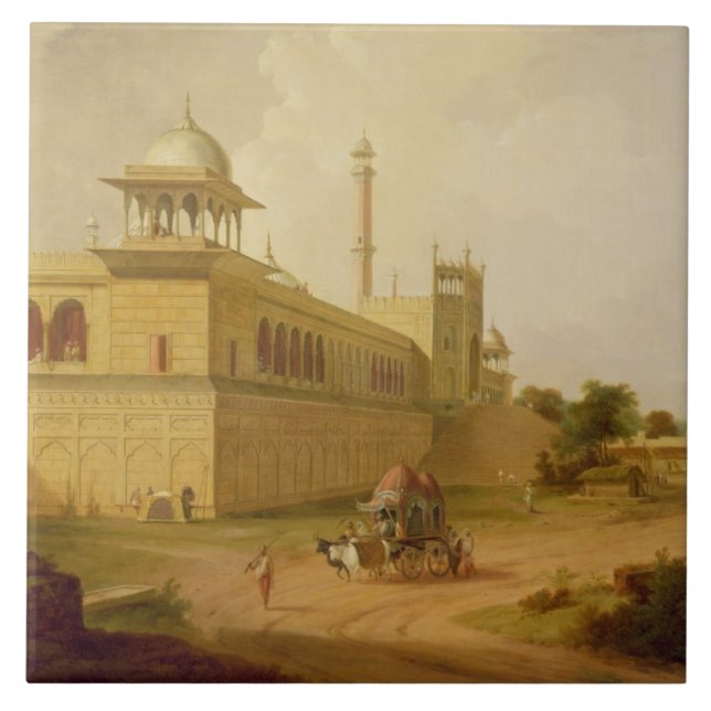 Jami Masjid, Delhi, 1811 (olja på kanfas) Kakelplatta (Framsidan)