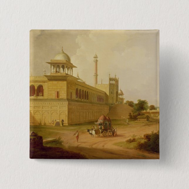 Jami Masjid, Delhi, 1811 (olja på kanfas) Knapp (Framsida)