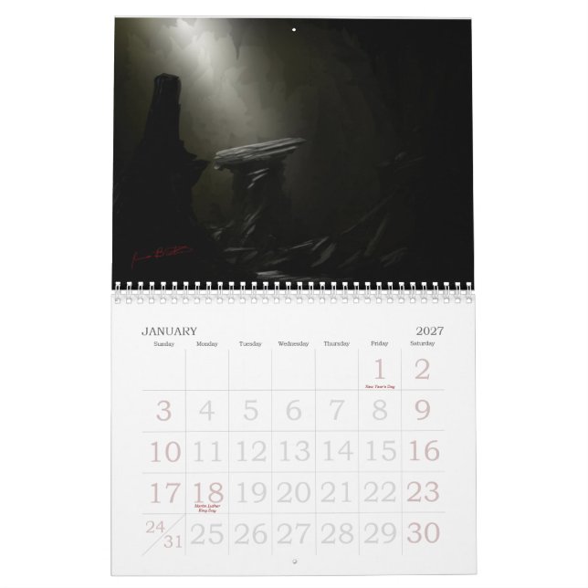 Jamie Baxter begrepp Kalender (Jan 2027)