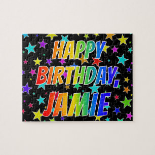 ’JAMIE’ First Namn, Roligt ’GRATTIS PÅ FÖDELSEDAGE Pussel