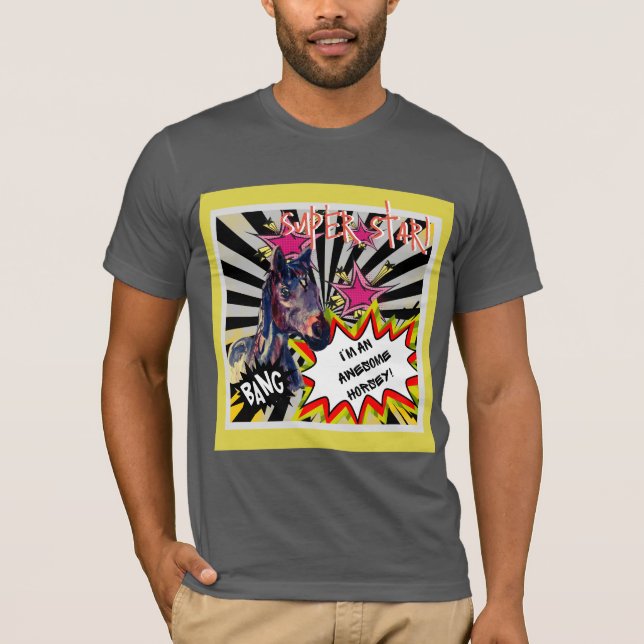 Jamie, jag är en fantastisk horsey! tecknad stil t shirt (Framsida)