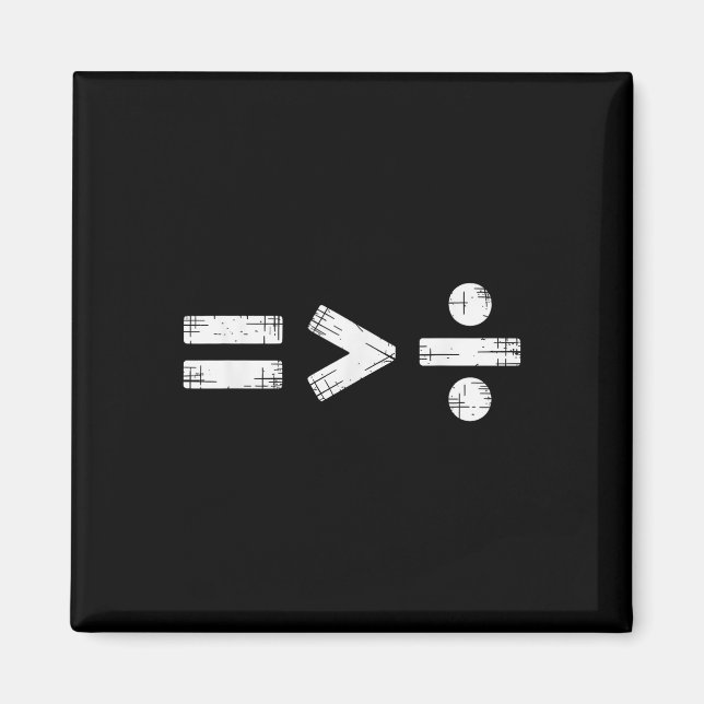 Jämlikhet Är Större Än Division Matematiksymbol  Magnet (Framsidan)