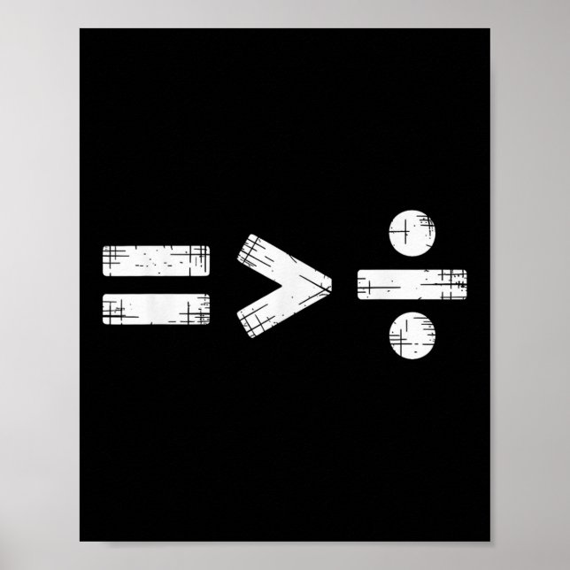 Jämlikhet Är Större Än Division Matematiksymbol  Poster (Framsidan)