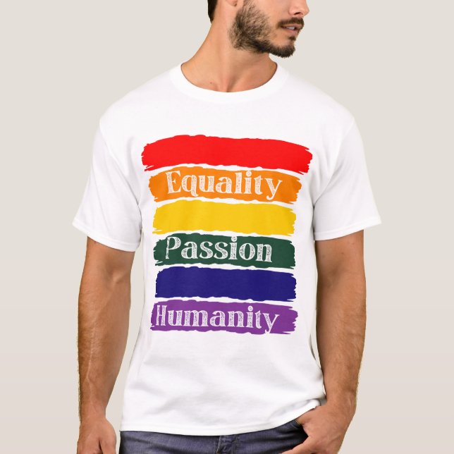 Jämlikhet, passionerad, mänsklighet t shirt (Framsida)