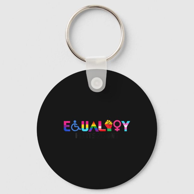 Jämlikhet Pride Regnbåge Hbtq Feminist Funktionshi Nyckelring (Framsida)