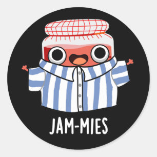 Jammies Funny Pajama Sylt Pun Mörk BG Runt Klistermärke