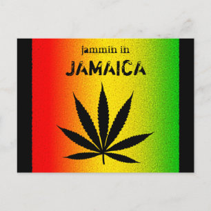 Jammin in Jamaica Black Reggae Rasta Löv vycard Vykort