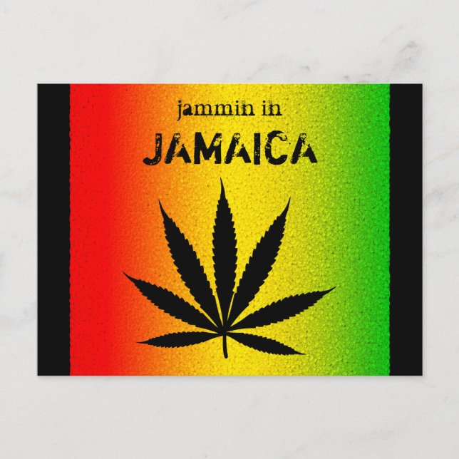 Jammin in Jamaica Black Reggae Rasta Löv vycard Vykort (Framsida)