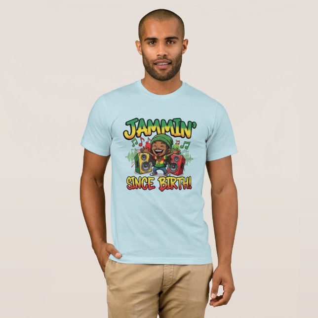 Jammin' sen Birth Reggae T Shirt (Hel framsida)