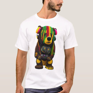 Jamming Jungle A Rasta Bear med hörlurar T Shirt