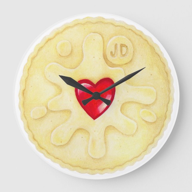 Jammy Dodger Biscuit Illustration Wall Clock Stor Klocka (Framsida)