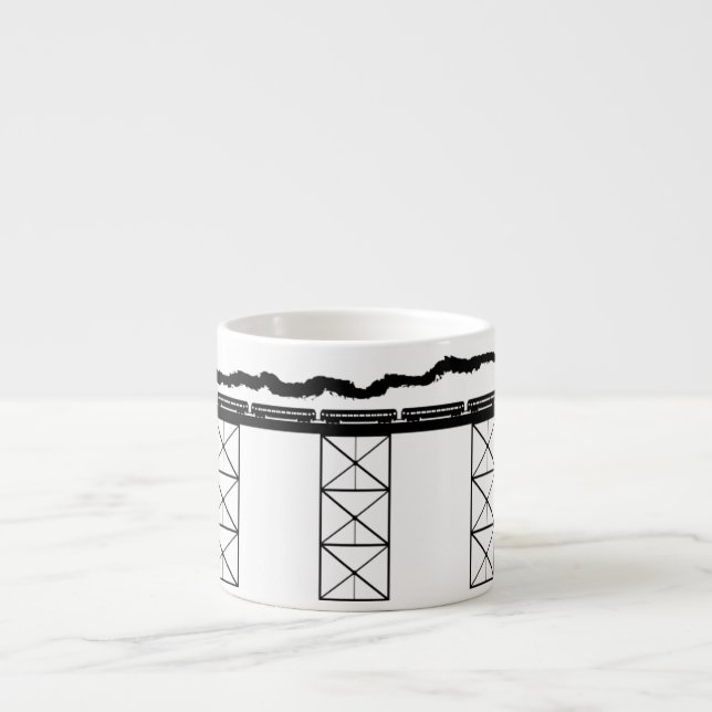 Jämn kick - överbrygga med korsning ångalokomotiv espressomugg (Framsidan)