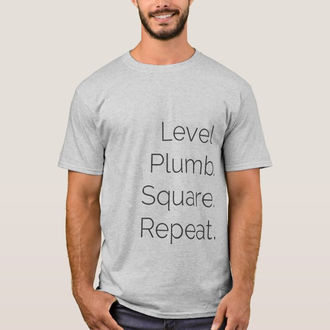 Jämn Plumb kvadrerar CarpentrySS-grått T-shirt (Framsida)