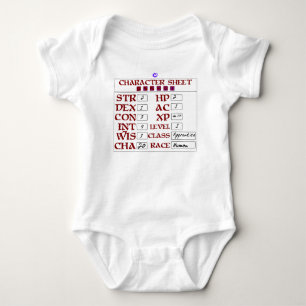 Jämna 1 lakan för tecken för människababyRPG Tee Shirt