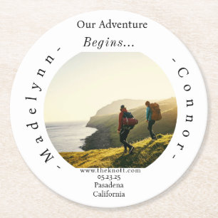 Jämna skriptfoto Spara datumrundan Underlägg Papper Rund