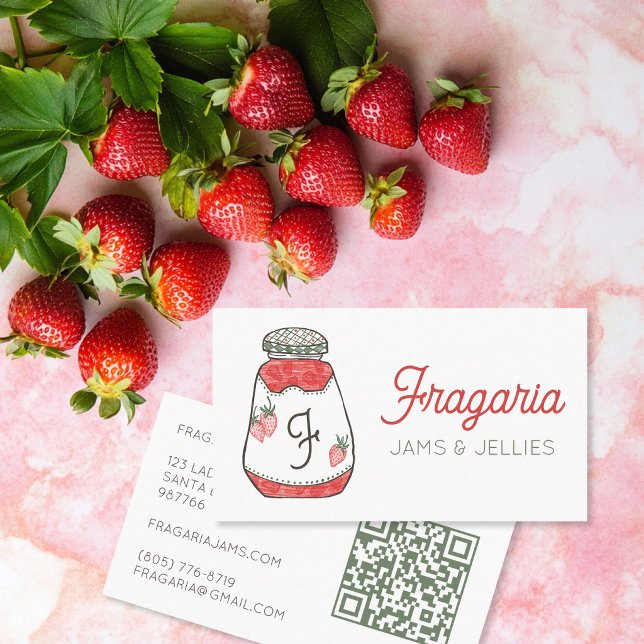 JAMS & GELEAR Söt Handritad Burk QR-kod Visitkort (JAMS & JELLIES Cute Hand-drawn Jar QR Code Business Card
)