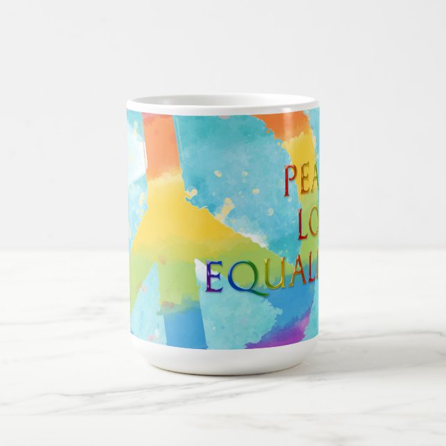 Jämställdhet i Kärlek med Rainbow Peace Symbol Kaffemugg (Center)