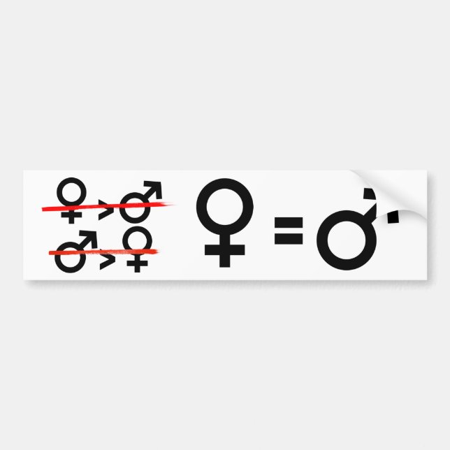 Jämställdhet - Kvinnor är lika med män -- Feminism Bildekal (Framsidan)