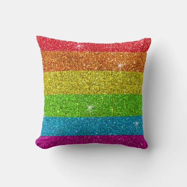 Jämställdhet mellan gay pride Glitter Rainbow Rand Kudde (Framsida)