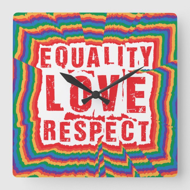 Jämställdhet mellan Kärlek och respekt för Pridet  Fyrkantig Klocka (Framsida)