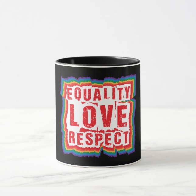 Jämställdhet mellan Kärlek och respekt för Pridet  Mugg (Center)