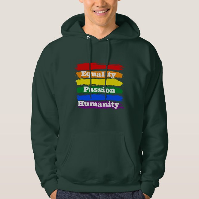 Jämställdhet, passion, mänsklighet hoodie (Framsida)