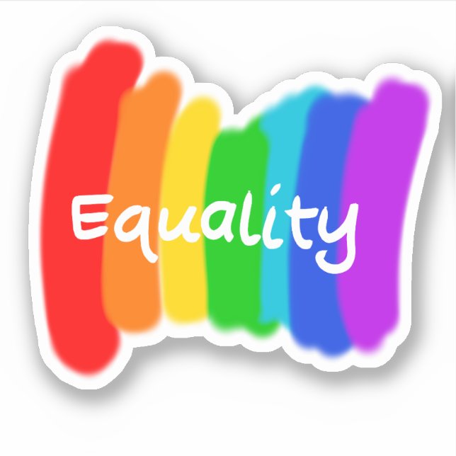 "Jämställdhet" Regnbågstext Klistermärken (Framsida)