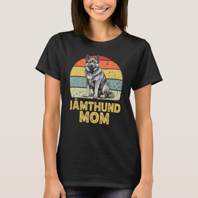 Jämthund Swedish Elkhound Hund Mamma Retro Cute Hu T Shirt (Framsida)