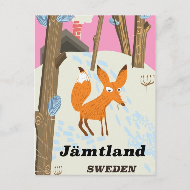 Jämtland Sverige vintage reseaffisch Vykort (Framsida)