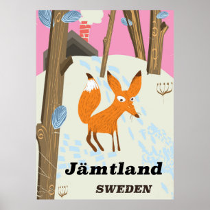 Jämtland Sverige vintage resor poster