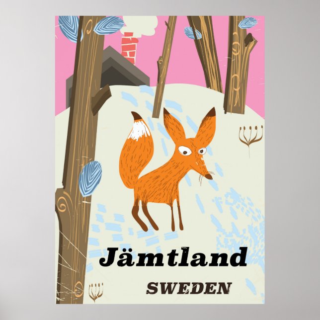 Jämtland Sverige vintage resor poster (Framsidan)