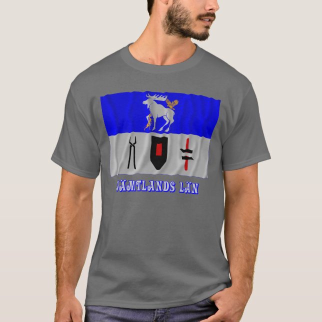 Jämtlands län som vinkar flagga med namn t-shirt (Framsida)