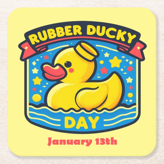Jan 13:e - Rubber Ducky Day Underlägg Papper Kvadrat (Framsidan)