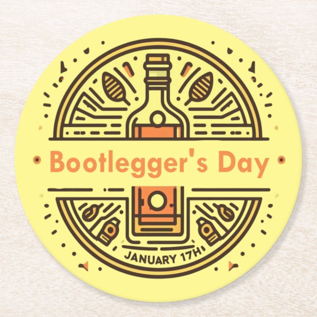 Jan 17:e Bootlegger-dagen Underlägg Papper Rund (Framsidan)