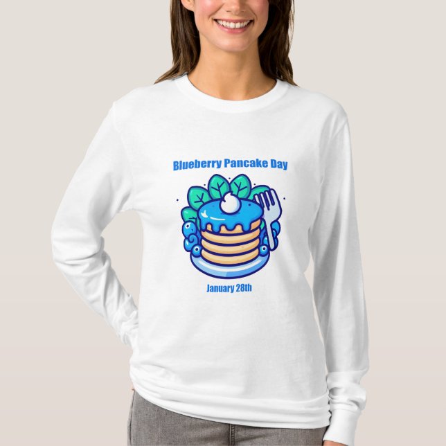 Jan 28:e dagen för blåbär och pancake t shirt (Framsida)