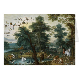 Jan Brueghel det mer ung - paradiset landskap Hälsningskort