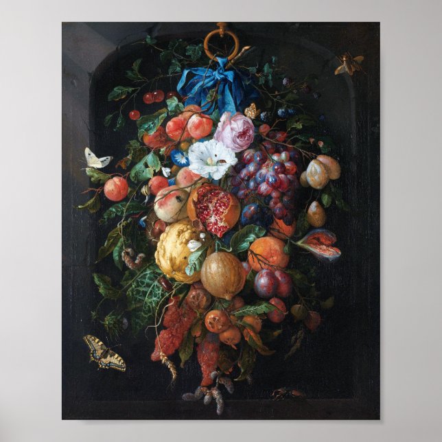 Jan Davidsz de Heem, Festoon of Fruit and Flowers Poster (Framsidan)