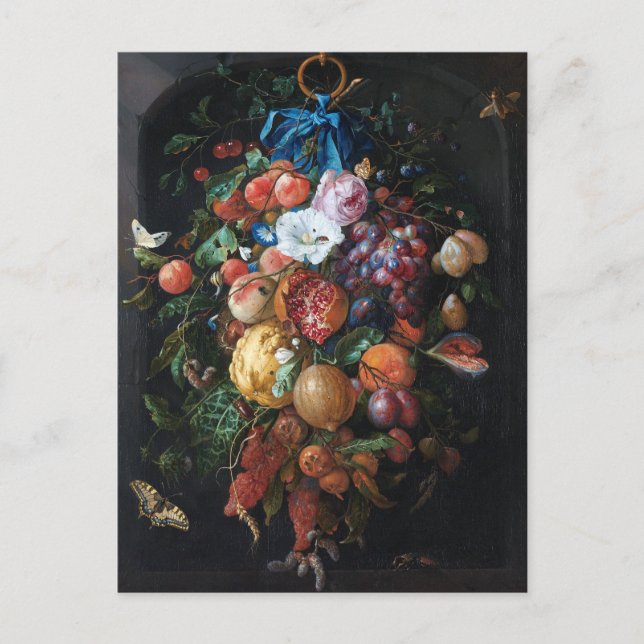 Jan Davidsz de Heem, Festoon of Fruit and Flowers Vykort (Framsida)