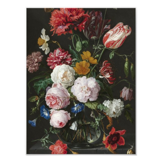 Jan Davidsz De Heem - fortfarande liv med blommor Fototryck (Framsidan)