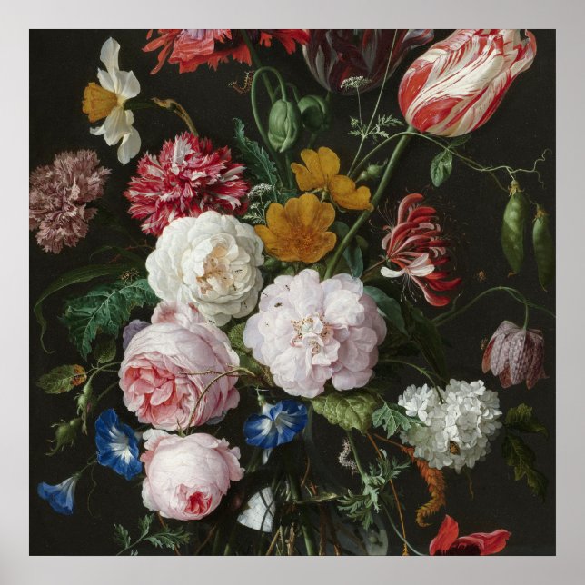Jan Davidsz De Heem - fortfarande liv med blommor Poster (Framsidan)