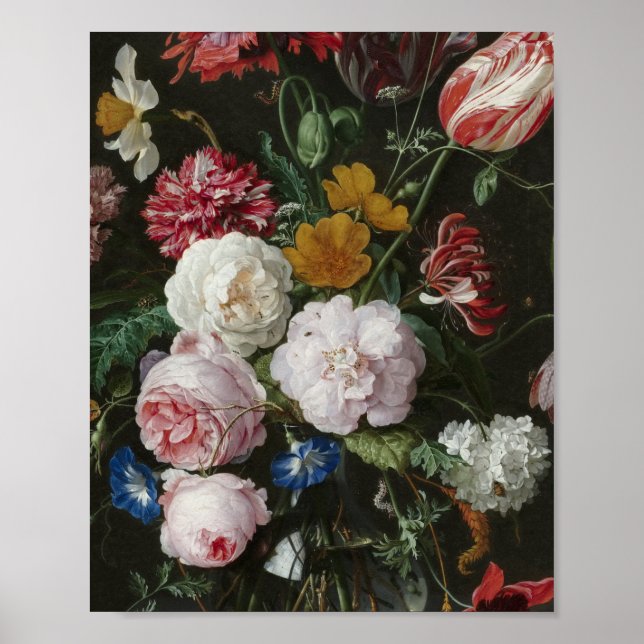 Jan Davidsz De Heem - fortfarande liv med blommor Poster (Framsidan)