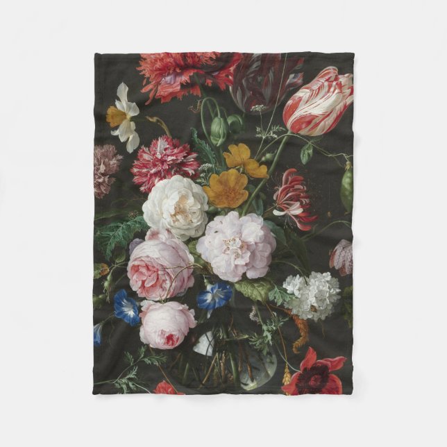 Jan Davidsz. De Heem - fortfarande med blommor Fleecefilt (Framsidan)